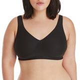 Hanes Women's Smooth Comfort Wireless, Seamless Full-Coverage T-Shirt Bra, Moisture Wicking, Single, Black/Black, 2-Pack, Small