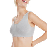 Hanes Women's Cozy Seamless Wire-Free Bra, Light Grey Heather, Large