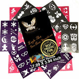 Eagle Art Face Paint Stencils | Bigger Stencils | X-Large 2x2.4, Large 2x1.8, Medium 2x1.4 Size | Flex to Follow Contour Body & Face for Perfect Application | Reusable Adhesive Stencils