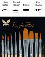Eagle Art Artist Pointed-Round Paintbrush Set 10 Pieces Round Pointed Tip Artist Detail Paint Brushes Set for Fine Detail Art Painting