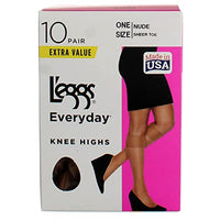 L'eggs womens L'eggs Everyday Women's Nylon Knee Highs Sheer Toe - Multiple Packs Available Pantyhose, Nude 1 10-pack, One Size US
