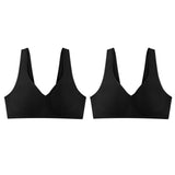Hanes Women's Smooth Comfort Wireless, Seamless Full-Coverage T-Shirt Bra, Moisture Wicking, Single, Black/Black, 2-Pack, Small