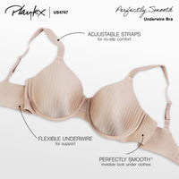 Playtex Women's Secrets All Over Smoothing Full-Figure Underwire Bra US4747, Nude Stripes, 36DD