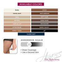 Hanes Women's Control Top Reinforced Toe Silk Reflections Panty Hose, Cocoa, E/F