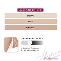 Hanes Silk Reflections Women's Lasting Sheer Control Top Toeless Pantyhose, Buff, G/H