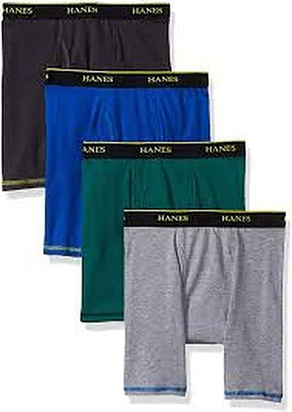 Hanes Mens FreshIQ Cool Comfort Breathable Mesh Long Leg Boxer Brief 5-Pack (LBMCBZ), Assorted, Large