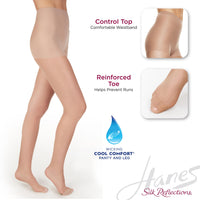 hanes silk reflections control top reinforced toe pantyhose