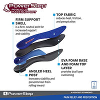 Powerstep Pinnacle Maxx Orthotic Insoles - Orthotics for Overpronation with Maximum Stability & Comfort - Firm + Flexible Angled Heel Style to Help Flat Feet & Heel Pain - Heavy Duty Inserts