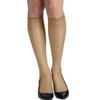 Hanes womens Silk Reflections Silky Sheer Knee Highs with Reinforced Toe 2-Pack(00775)-Natural-1 Size-2PK