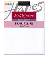 Hanes Silk Reflections Women's Silky Sheer Hosiery, Jet, CD (Pack of 3)