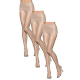 Hanes Women Set of 3 Silk Reflections Ultra Sheer Toeless Control Top Pantyhose EF, Buff, E-F