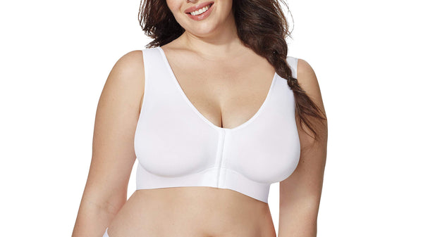 JUST MY SIZE womens Pure Comfort Front Close Wirefree Mj1274 Bra, White, 6X US