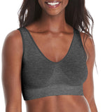 Hanes Women's Cozy Seamless Wire-Free Bra, Gravel Grey Heather, Small