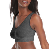 Hanes Women's Cozy Seamless Wire-Free Bra, Gravel Grey Heather, Small