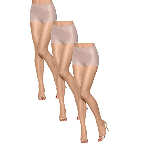 Hanes Women Set of 3 Silk Reflections Ultra Sheer Toeless Control Top Pantyhose EF, Bisque